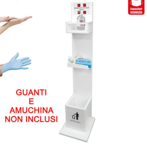 PIANTANA COLONNINA PORTA DISPENSER E GUANTI CON CESTINO