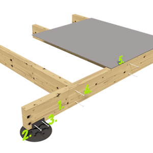 Base con telaio in legno