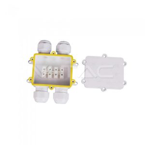 SCATOLA DI DERIVAZIONE IMPERMEABILE BIANCA 4 PIN CON TERMINALI 8-12MM IP68 - VT-871